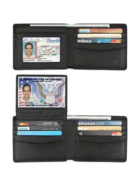 Wallet for Men-Genuine Leather RFID Blocking Bifold Stylish Wallet w 2 ID Window